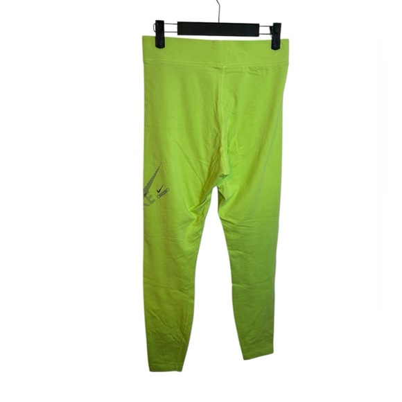 Nike Swoosh High Waisted Lime Green Leggings - Picture 4 of 8